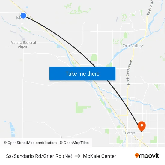 Ss/Sandario Rd/Grier Rd (Ne) to McKale Center map