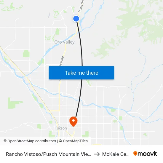 Rancho Vistoso/Pusch Mountain View (Nw) to McKale Center map