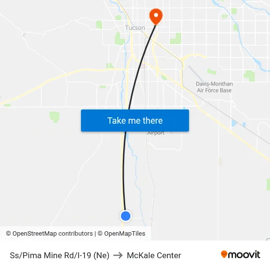 Ss/Pima Mine Rd/I-19 (Ne) to McKale Center map