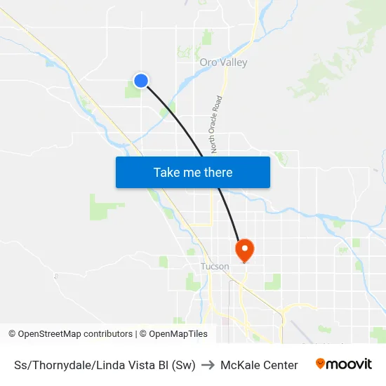 Ss/Thornydale/Linda Vista Bl (Sw) to McKale Center map