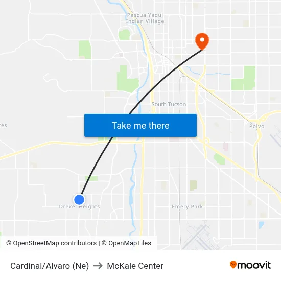 Cardinal/Alvaro (Ne) to McKale Center map