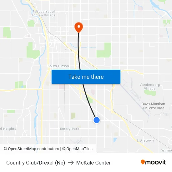 Country Club/Drexel (Ne) to McKale Center map