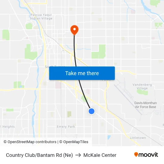 Country Club/Bantam Rd (Ne) to McKale Center map