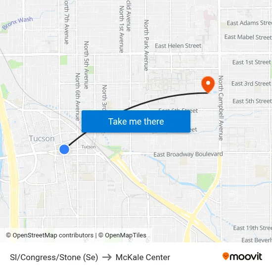 Sl/Congress/Stone (Se) to McKale Center map