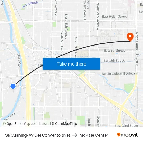 Sl/Cushing/Av Del Convento (Ne) to McKale Center map