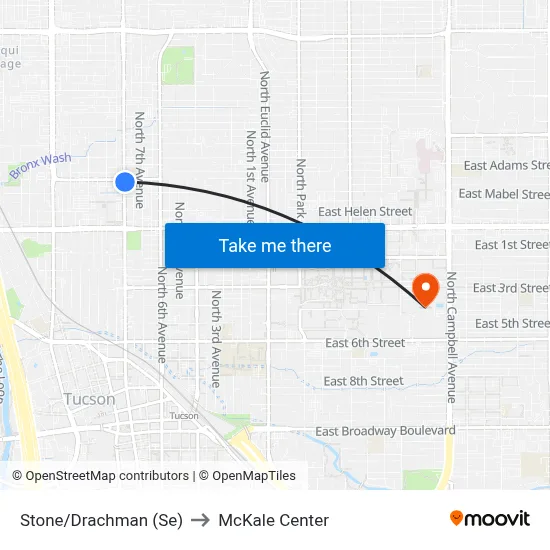 Stone/Drachman (Se) to McKale Center map