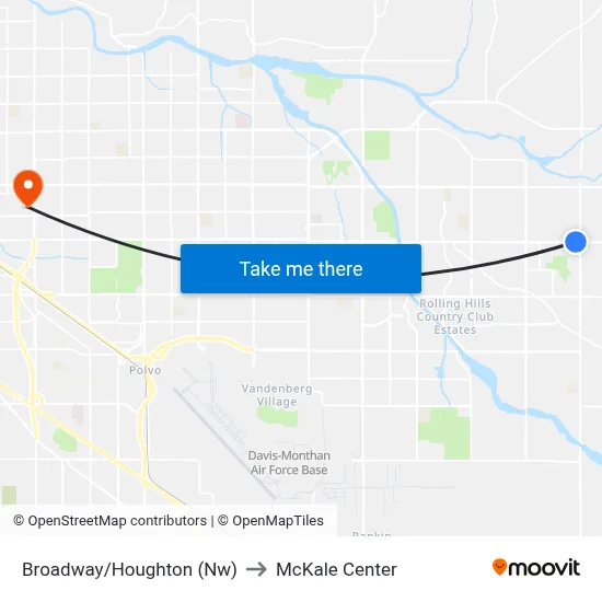Broadway/Houghton (Nw) to McKale Center map