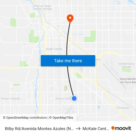Bilby Rd/Avenida Montes Azules (Nw) to McKale Center map