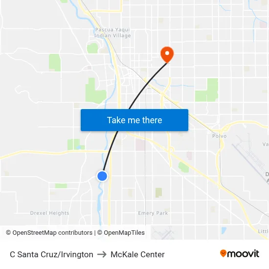 C Santa Cruz/Irvington to McKale Center map