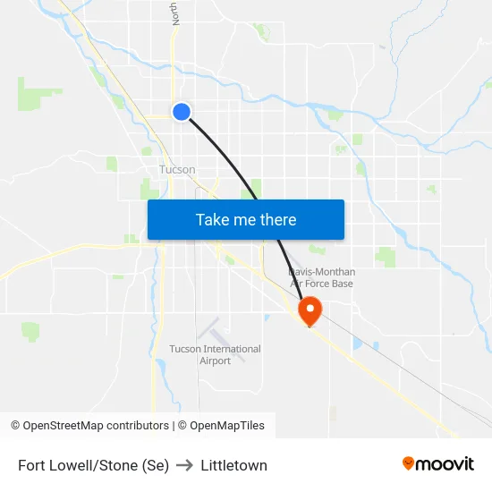 Fort Lowell/Stone (Se) to Littletown map