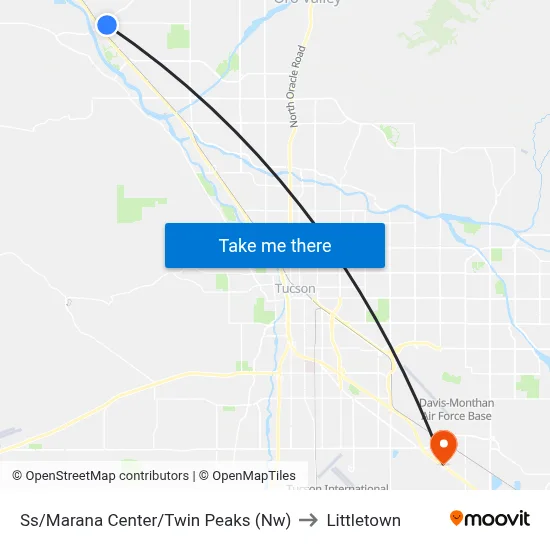 Ss/Marana Center/Twin Peaks (Nw) to Littletown map