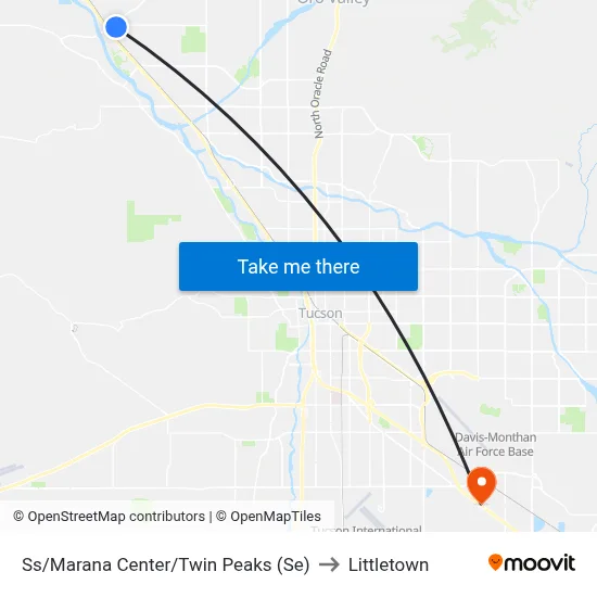 Ss/Marana Center/Twin Peaks (Se) to Littletown map