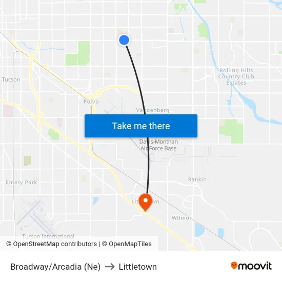 Broadway/Arcadia (Ne) to Littletown map