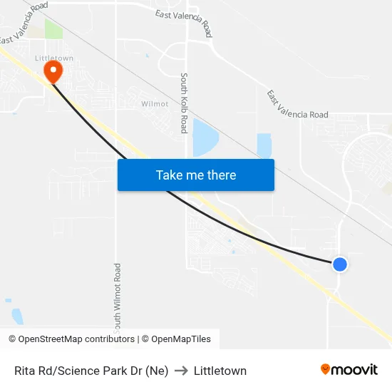 Rita Rd/Science Park Dr (Ne) to Littletown map