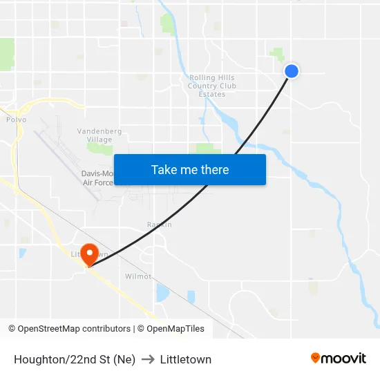 Houghton/22nd St (Ne) to Littletown map