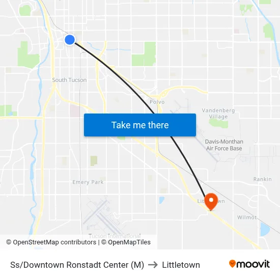 Ss/Downtown Ronstadt Center (M) to Littletown map