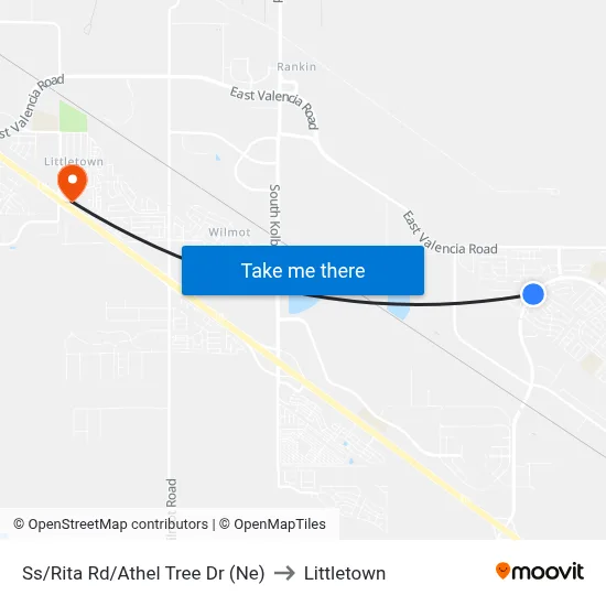 Ss/Rita Rd/Athel Tree Dr (Ne) to Littletown map