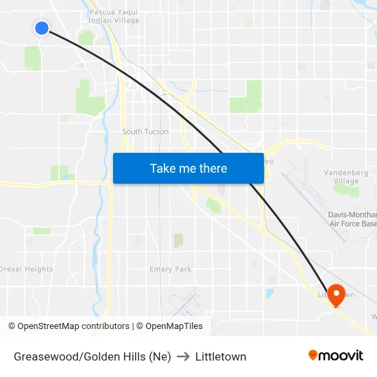 Greasewood/Golden Hills (Ne) to Littletown map