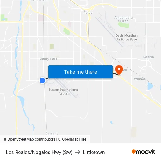 Los Reales/Nogales Hwy (Sw) to Littletown map