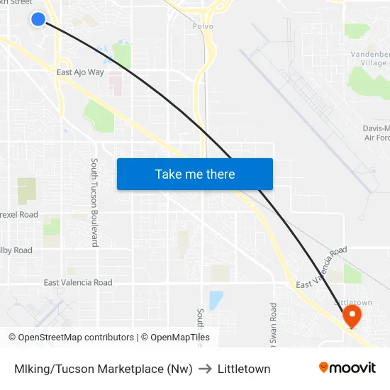Mlking/Tucson Marketplace (Nw) to Littletown map