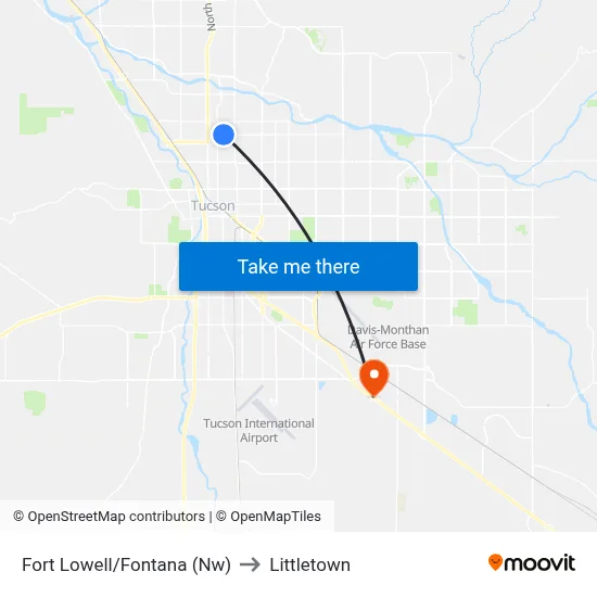 Fort Lowell/Fontana (Nw) to Littletown map