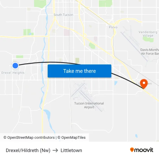 Drexel/Hildreth (Nw) to Littletown map
