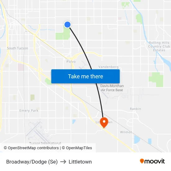 Broadway/Dodge (Se) to Littletown map