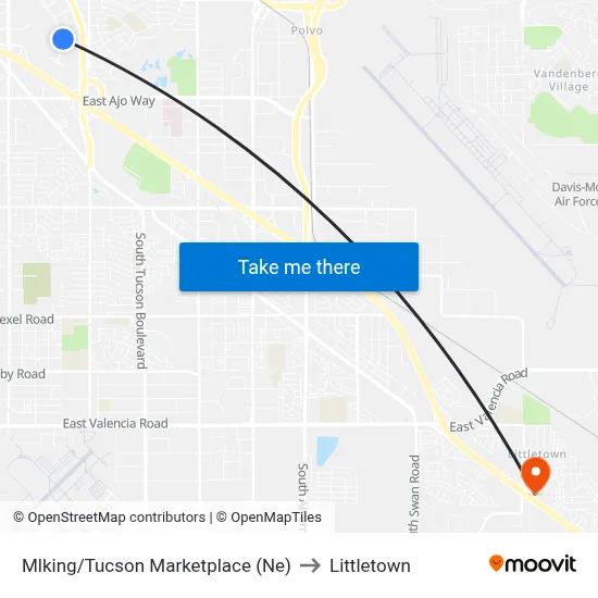 Mlking/Tucson Marketplace (Ne) to Littletown map