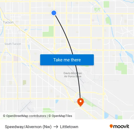 Speedway/Alvernon (Nw) to Littletown map