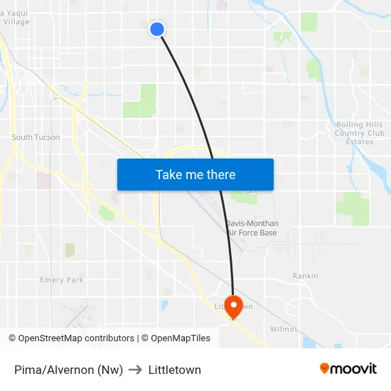 Pima/Alvernon (Nw) to Littletown map