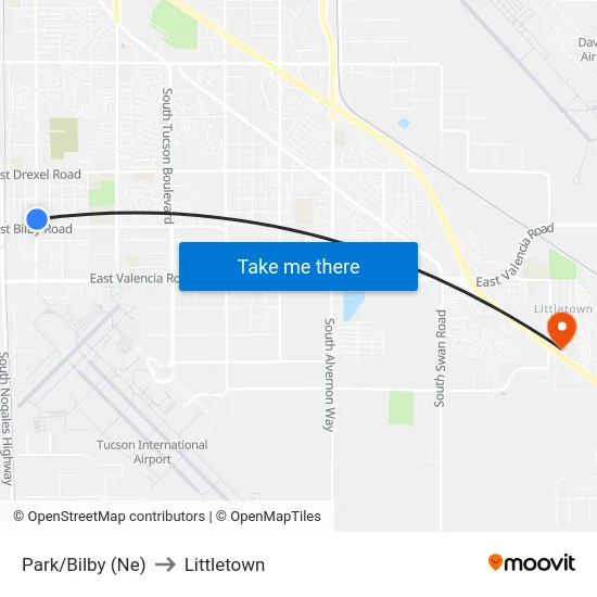 Park/Bilby (Ne) to Littletown map