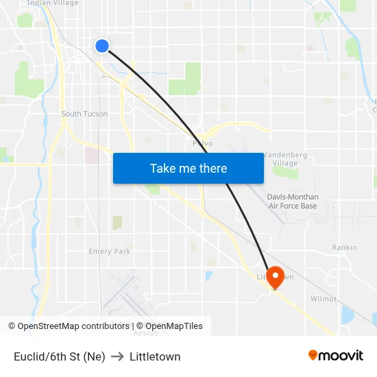 Euclid/6th St (Ne) to Littletown map