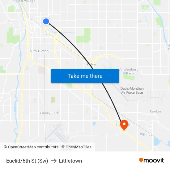 Euclid/6th St (Sw) to Littletown map