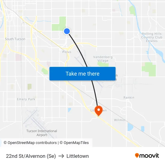 22nd St/Alvernon (Se) to Littletown map
