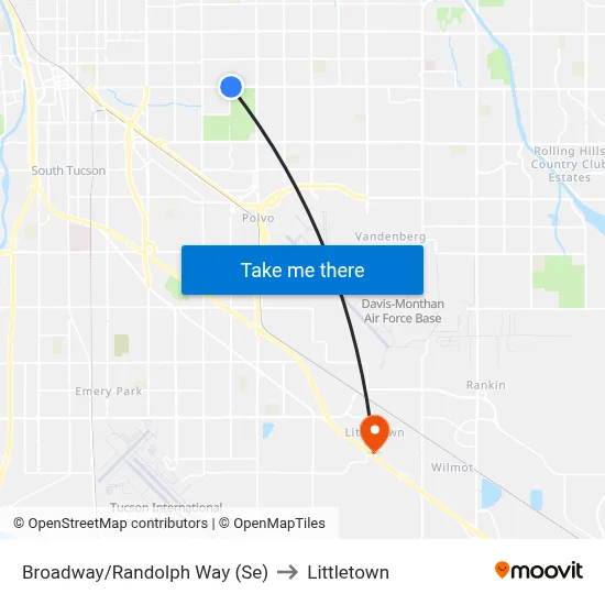Broadway/Randolph Way (Se) to Littletown map