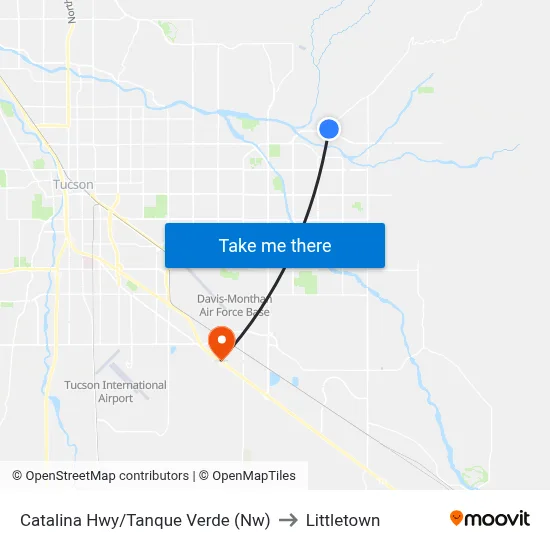 Catalina Hwy/Tanque Verde (Nw) to Littletown map