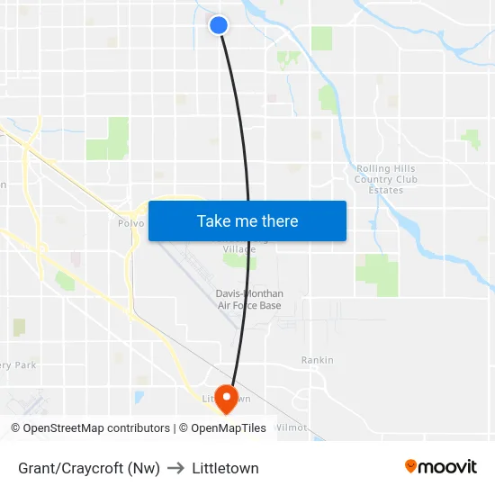 Grant/Craycroft (Nw) to Littletown map
