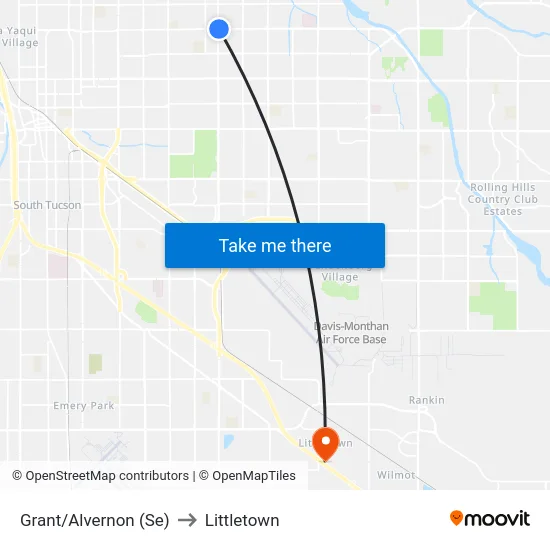 Grant/Alvernon (Se) to Littletown map