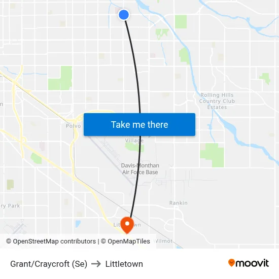 Grant/Craycroft (Se) to Littletown map