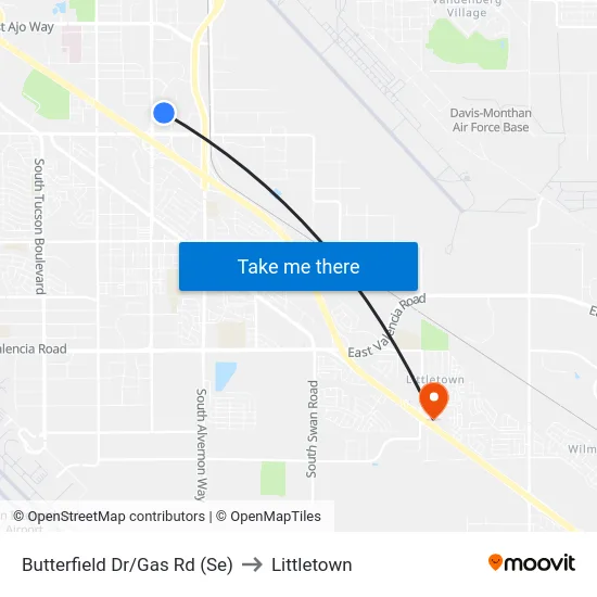 Butterfield Dr/Gas Rd (Se) to Littletown map