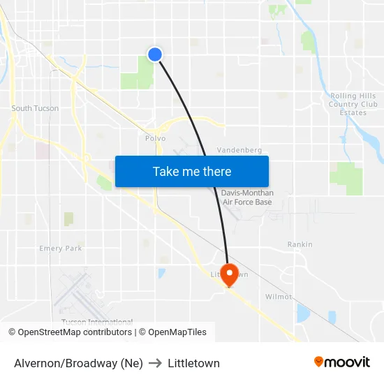 Alvernon/Broadway (Ne) to Littletown map