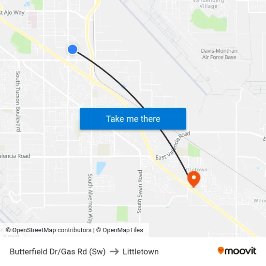 Butterfield Dr/Gas Rd (Sw) to Littletown map