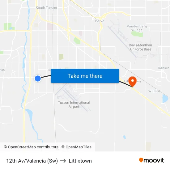 12th Av/Valencia (Sw) to Littletown map