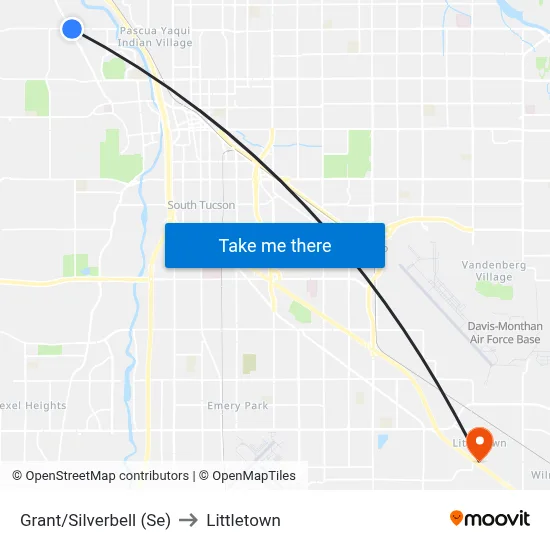 Grant/Silverbell (Se) to Littletown map