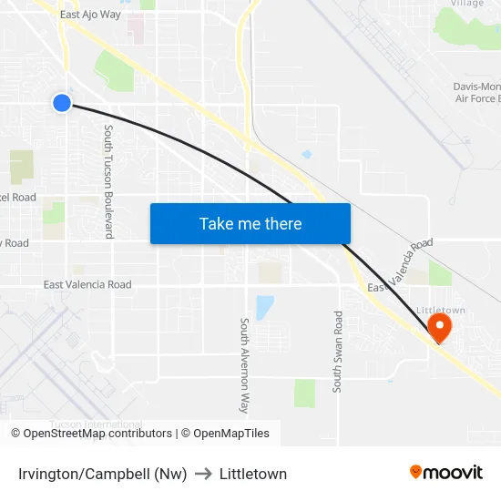 Irvington/Campbell (Nw) to Littletown map
