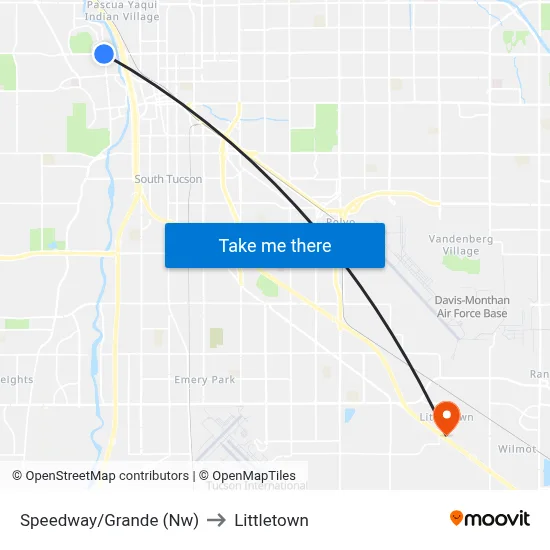 Speedway/Grande (Nw) to Littletown map