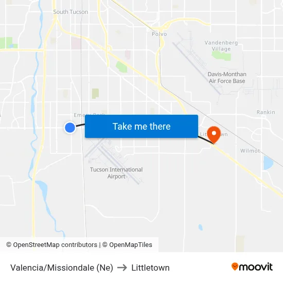 Valencia/Missiondale (Ne) to Littletown map