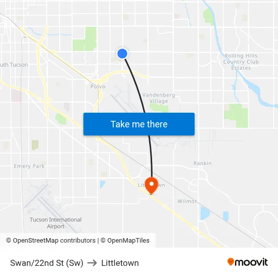 Swan/22nd St (Sw) to Littletown map