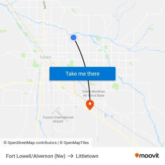Fort Lowell/Alvernon (Nw) to Littletown map