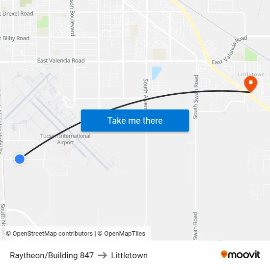 Raytheon/Building 847 to Littletown map